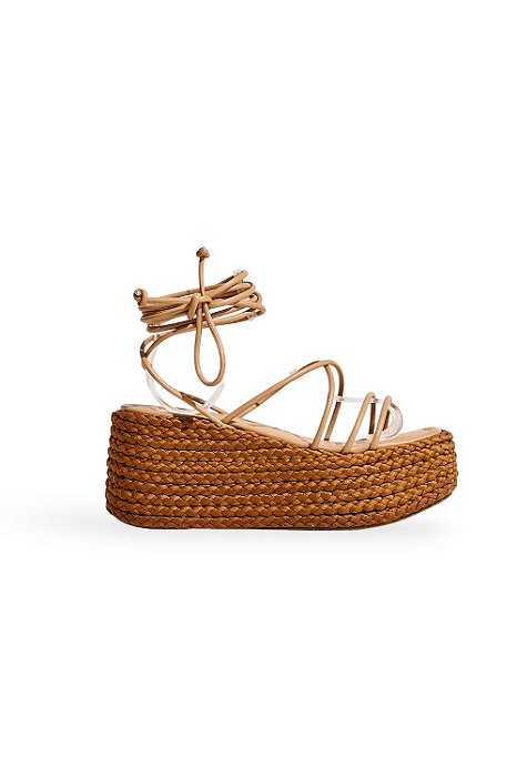MALIA - SÁNDALIA FEMININA PLATAFORMA CORDA CAMEL