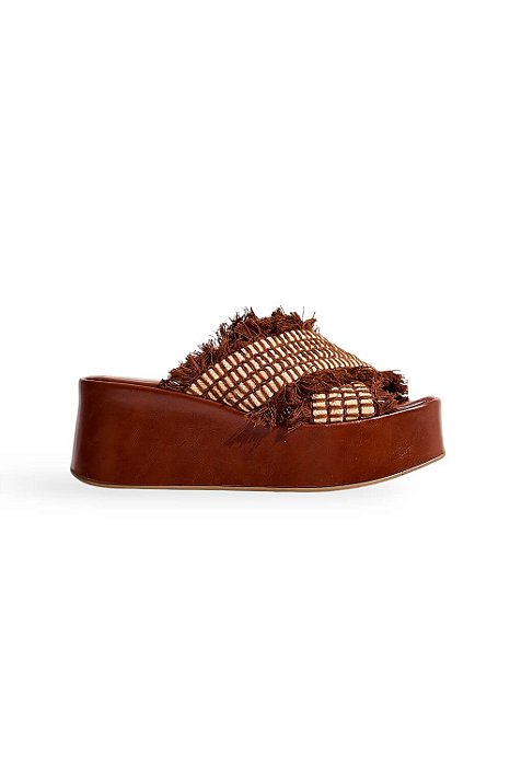 CHARA - TAMANCO PLATAFORMA FEMININO TRAMA ARTESANAL CAMEL