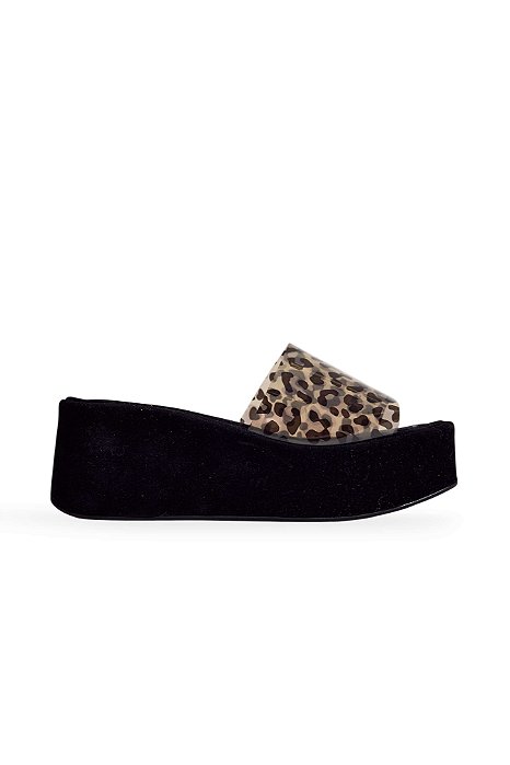 ADELE - TAMANCO FLATFORM FEMININA TIRA VINIL ANIMAL PRINT