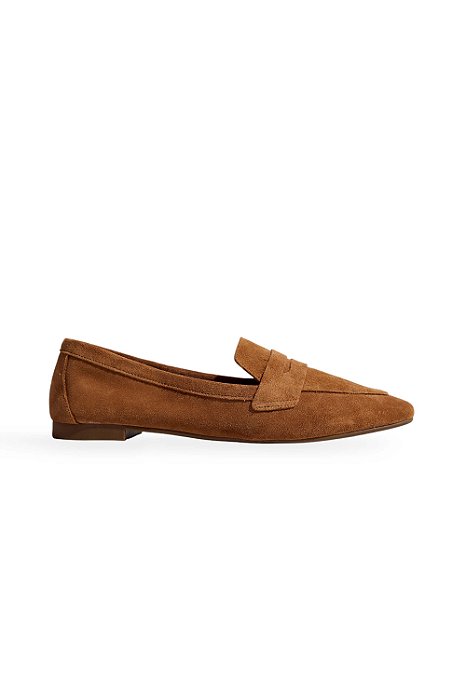 LEDA - MOCASSIM FEMININO COURO CAMURÇA BEGE