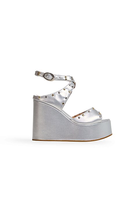 HAILEY - SANDÁLIA PLATAFORMA FEMININA TACHAS PRATA
