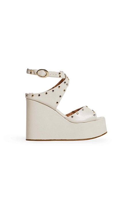 HAILEY - SANDÁLIA PLATAFORMA FEMININA TACHAS OFF WHITE