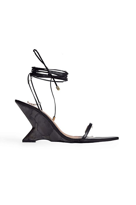 MARGOT - SANDÁLIA ANABELA FEMININA AMARRAÇÃO PRETA