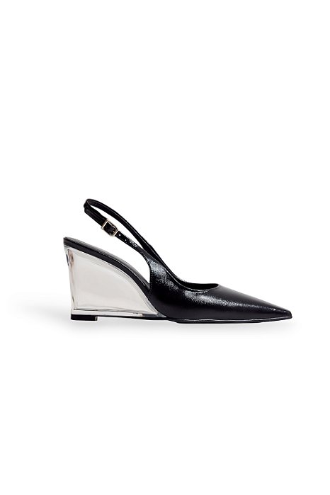 SUZI - SCARPIN FEMININO SALTO ANABELA ACRÍLICO PRETO