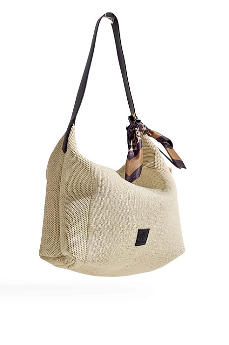 SIENA - BOLSA FEMININA KNIT OFF WHITE COM PRETO