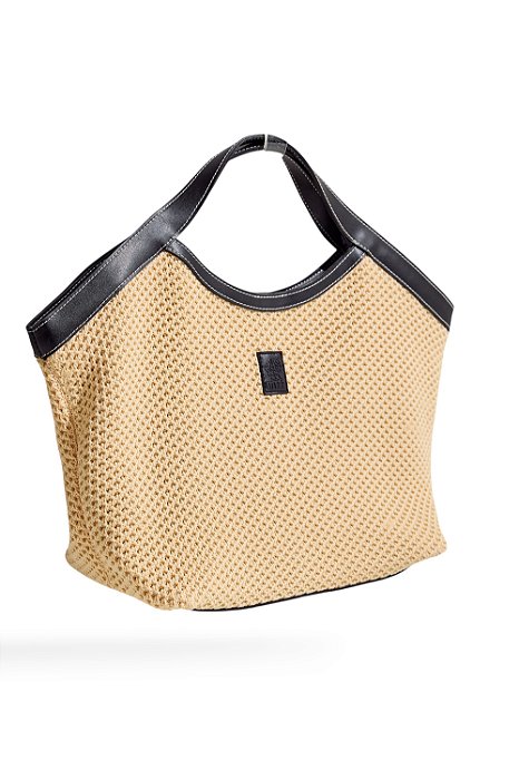 NÚIA - BOLSA FEMININA KNIT BEGE COM PRETO