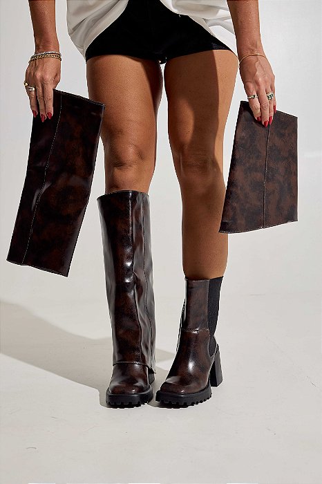 PRÉ VENDA | LINE - BOTA FEMININA 3 EM 1 SALTO ALTO MARROM