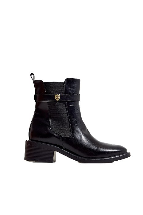 GISELE - BOTA FEMININA CANO CURTO SALTO BAIXO PRETA