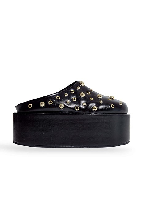 MORGAN - CLOG FEMININO PLATAFORMA TACHAS PRETO
