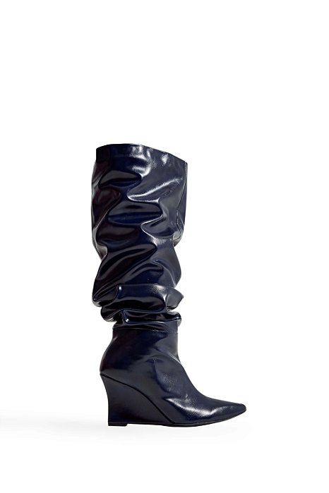 GAIA - BOTA FEMININA CANO LONGO SLOUCH AZUL ESCURO