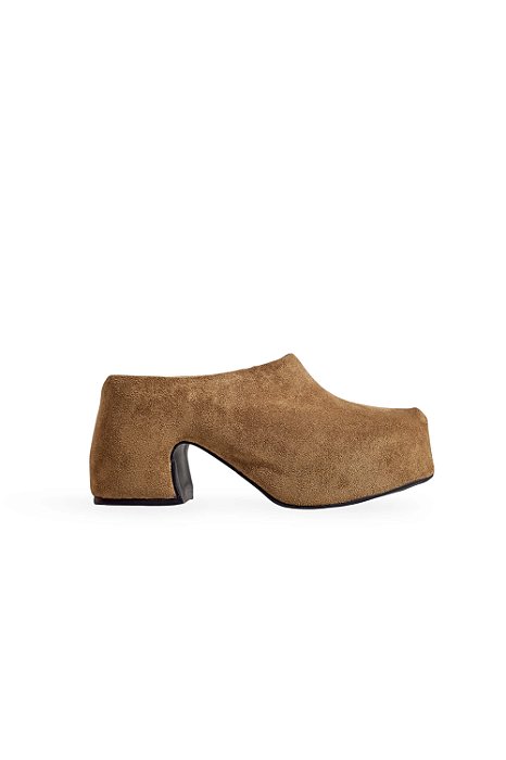 NINA - CLOG FEMININO SALTO ALTO CAMURÇA CAMEL