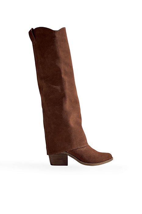 ZURI- BOTA FEMININA 2 EM 1 SALTO BAIXO COURO CAMEL