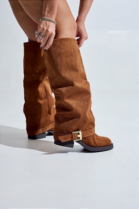 AMELIE - BOTA FEMININA 3 EM 1 SALTO BAIXO CAMEL