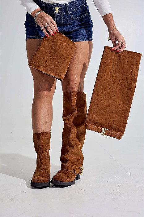 AMELIE - BOTA FEMININA 3 EM 1 SALTO BAIXO CAMEL