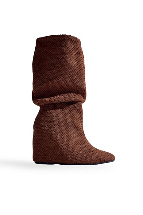 MARIAH - BOTA FEMININA CROCHÊ SALTO ANABELA CAMEL