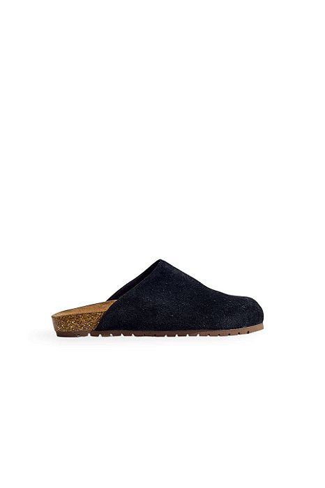 LINA - CLOG FEMININO ANATÔMICO COURO CAMURÇA PRETO