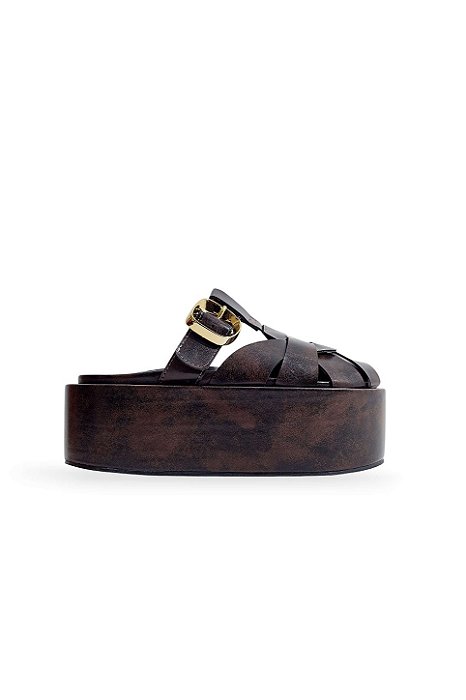 AURA - CLOG FEMININO PLATAFORMA MARROM