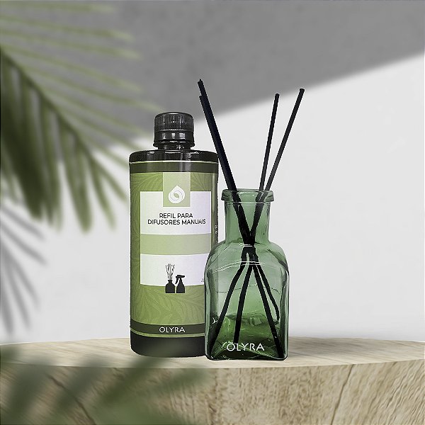 Kit Vaso Difusor Esmeralda + 1 Refil Difusor – Sofisticação e Aromatização Completa