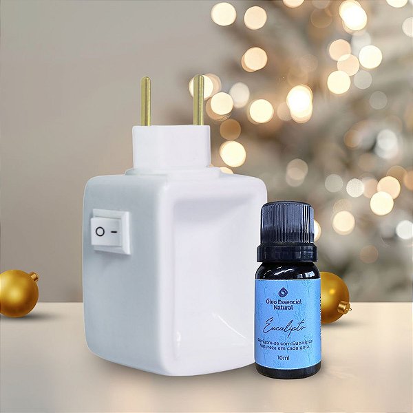 Kit Natal – Aromatizador de Porcelana Branco + Óleo Natural 10ml