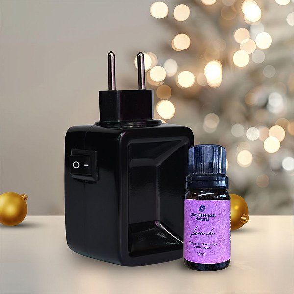 Kit Natal – Aromatizador de Porcelana Preto + Óleo Natural 10ml