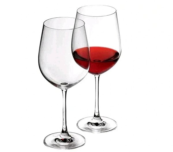 Jogo de 06 taças para vinho tinto de 580 ml, Cristal  Bohemia com titanium nas bordas