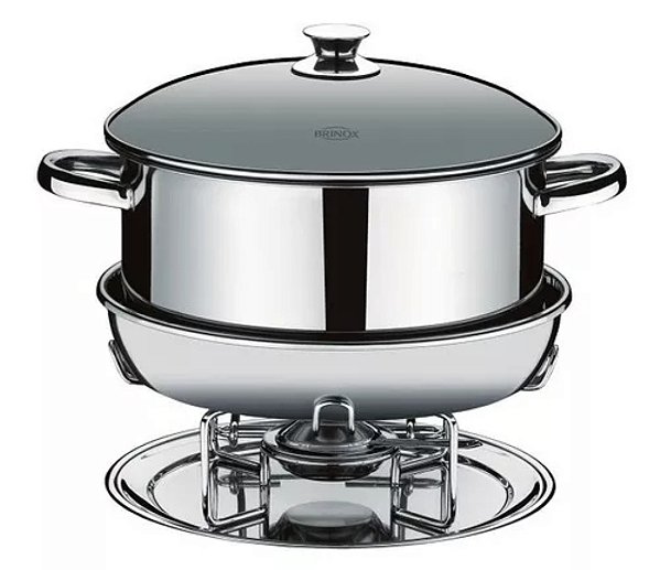 Rechaud inox banho maria com capacidade de 10 litros, Brinox