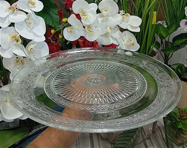 Prato para bolo em cristal ecológico de 18.5 X 9.5