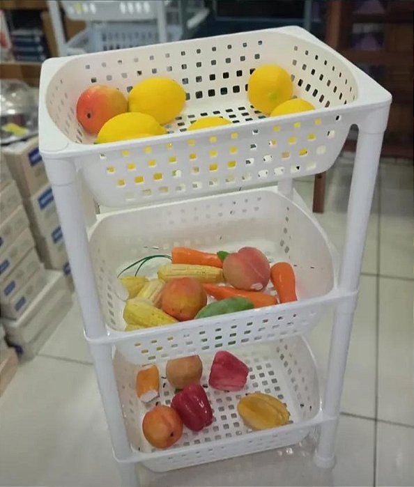 Fruteira organizadora com 3 divisões, ordene