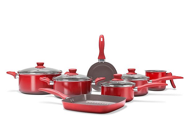 Jogo de Panelas 7 Peças - Smart Brinox - Vermelho Brinox