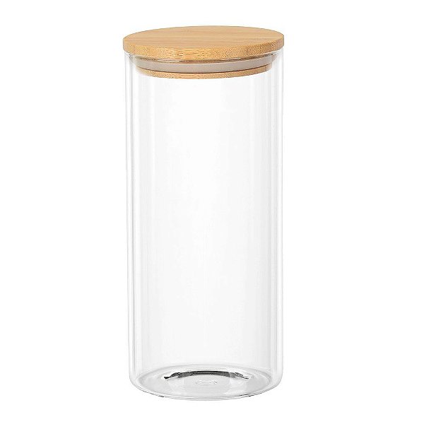 Porta mantimento redondo em vidro borossilicato com tampa de bambu 1,4L Ø10xA22cm
