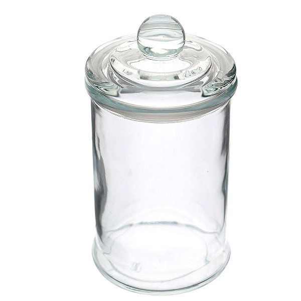 Porta mantimento redondo em vidro liso com tampa 600ml Ø10xA18cm