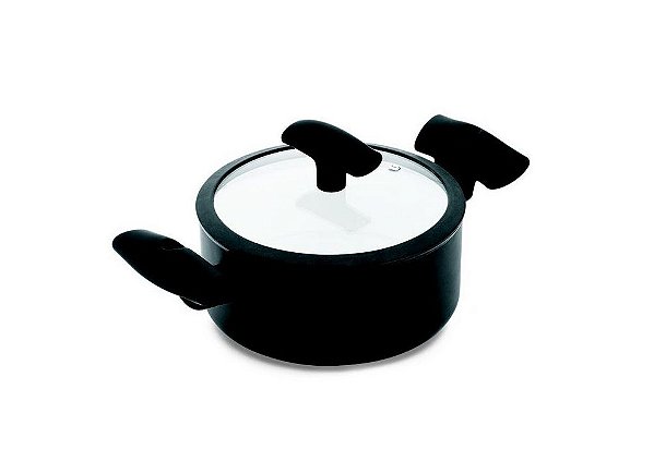 Caçarola Redonda Hercules 24x11cm 5 Litros com Tampa - Preta