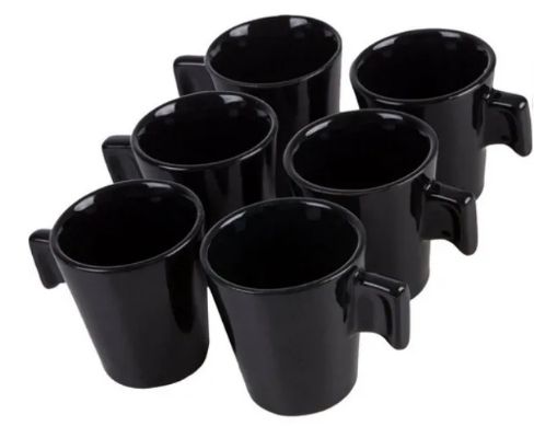 Conjunto de Mini Canecas de Ceramica BLACK 6 Peças Mimo STYLE