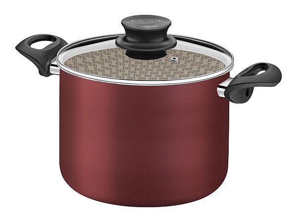 Caldeirão Tramontina Paris em Alumínio com Revestimento Antiaderente Starflon Max Vermelho com Tampa de Vidro 26 cm 9,6 L