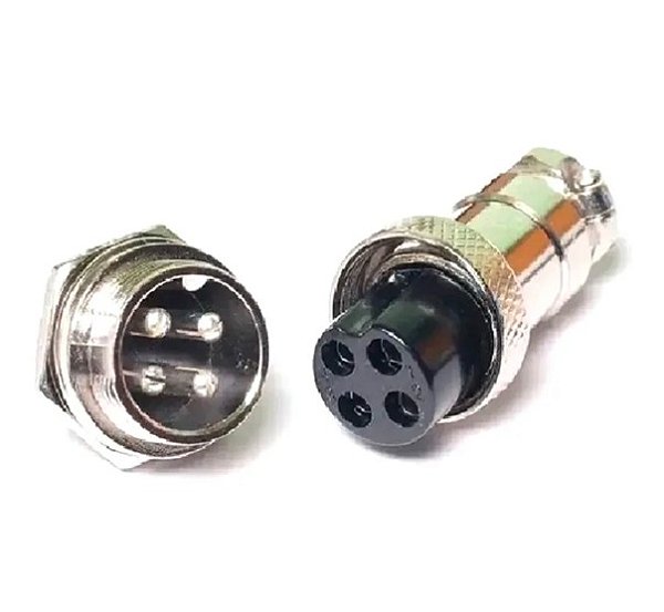 Conector Mike 4 Vias Macho e Fêmea