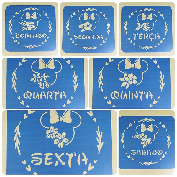 SRA-660 KIT SEMANINHA MINNIE - 27x27 - CADA STENCIL