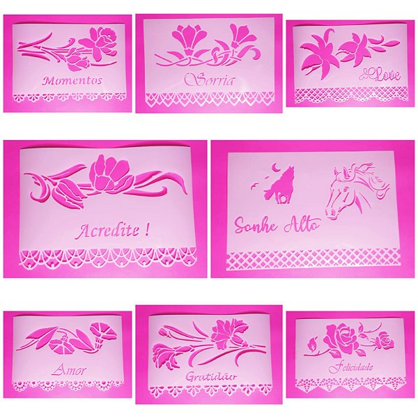 SRA-783 - KIT FLORES COM FRASES EM ACETATO BRANCO - 30x23 CADA FAIXA