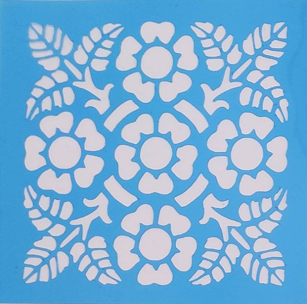 SRA-837 - ESTAMPARIA FLORES E FOLHAS - 14x14