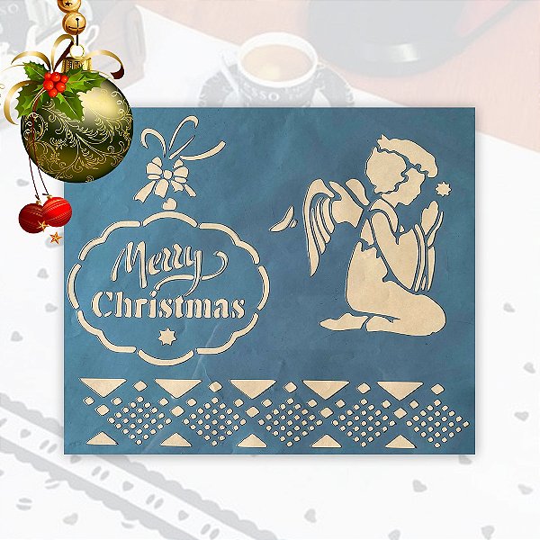 SRA-1007 - ANJINHO E PLACA MERRY CHRISTMAS - 24x29