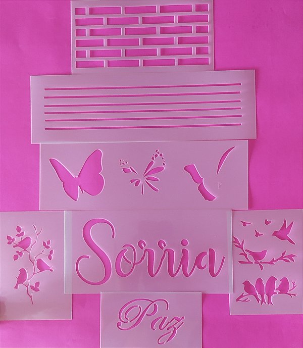 KIT COM 7 ESTÊNCILS PARA ACABAMENTOS DE PINTURAS