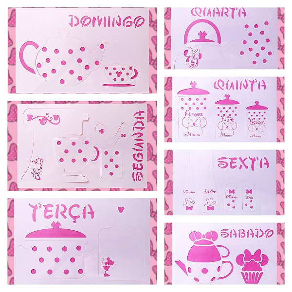SRA-1169 SEMANINHA COZINHA DA MINNIE - 32X21 CADA STENCIL