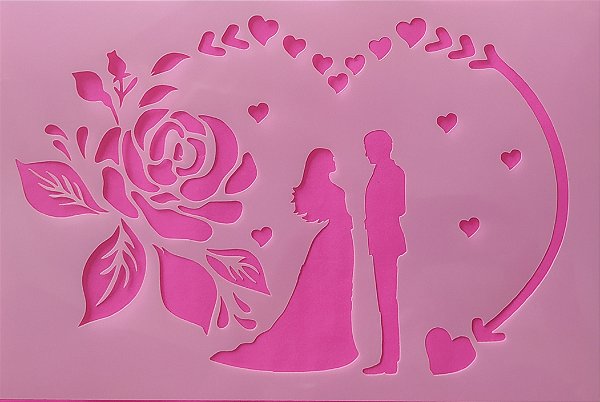 SRA-1225 - CASAL CORACAO COM ROSAS 24x15