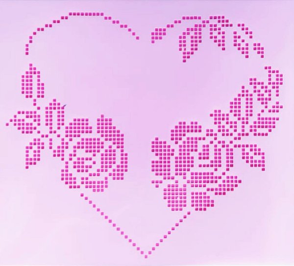 SRA-1241 - BORDADO PONTO CRUZ CORAÇAO COM ROSA