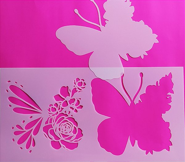 SRA-1295 - BORBOLETA COM ROSA SOBREPOSIÇÃO