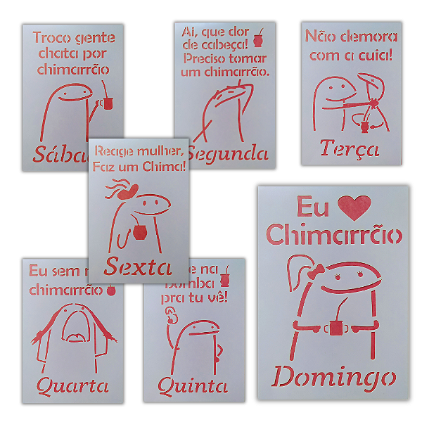 SRA-1362 KIT SEMANINHA FLORK TEMA CHIMARRÃO - 19X27 CADA STENCIL