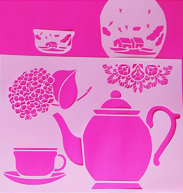 SRA-1392 - BULE XICARA PAISAGEM E HORTENSIAS