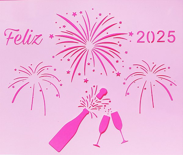 SRA-1526 - FOGOS DE ARTIFICIOS  E GARRAFA - CAMISETA-  FELIZ 2025