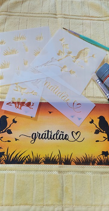 SRA-1601 - KIT STENCIL PAISAGEM - PINTURA TOALHA