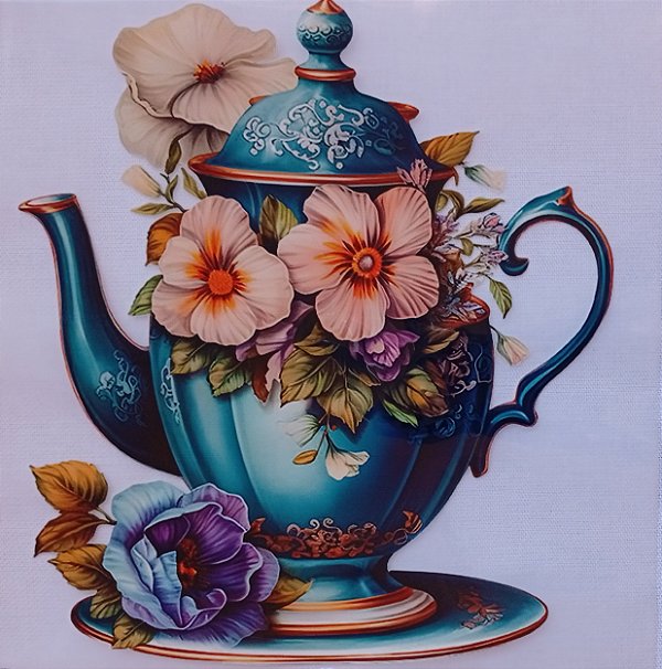 ADR-05 - ADESIVO TÊXTIL DTF - BULE AZUL COM FLORES