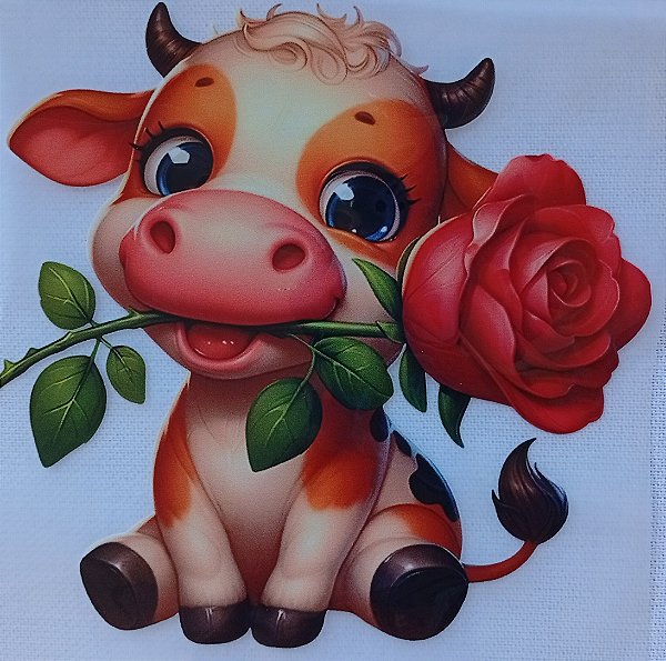 ADR-028-VAQUINHA COM ROSA - ADESIVO DTF